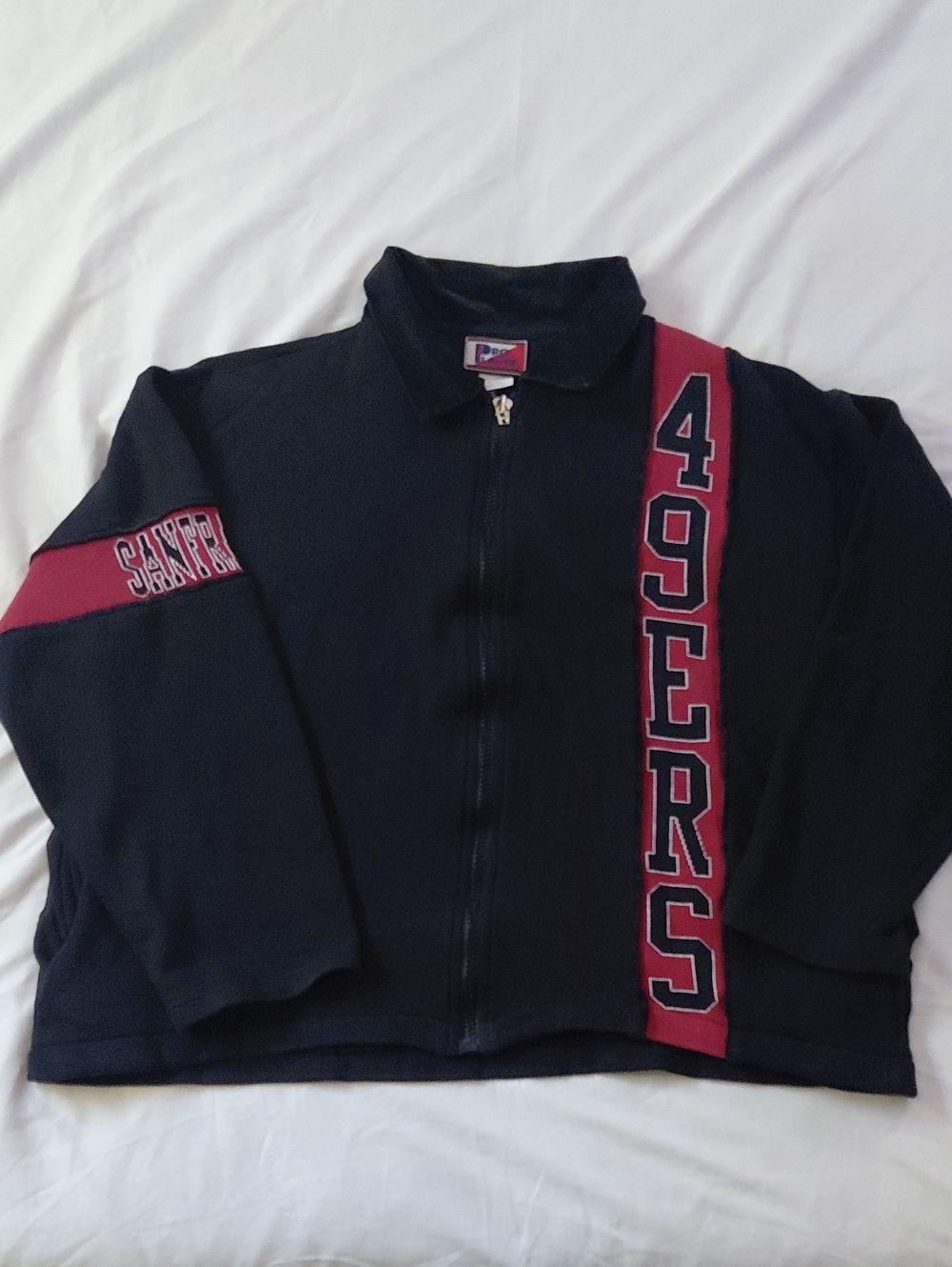 Vintage 90's San Francisco 49ers Pro Player Black Red Zip Up Sweater XL